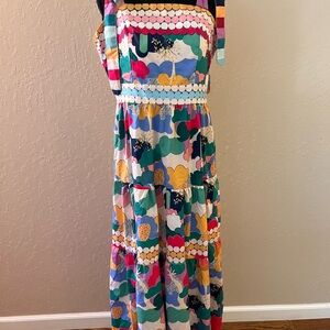 Colorful Pink and Blue Maxi Sundress‎